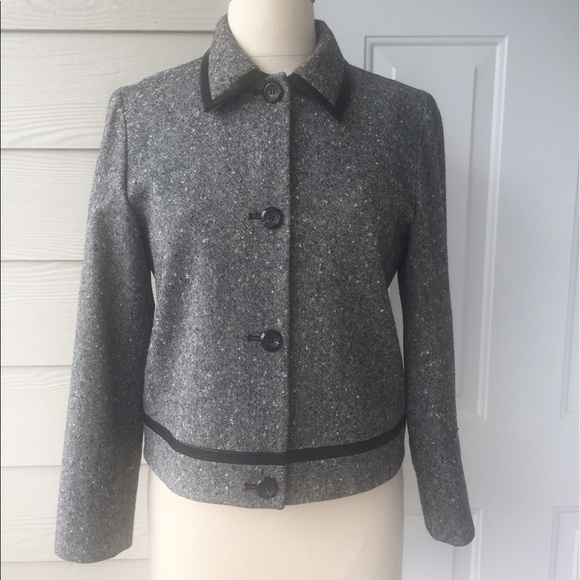 Pendleton Size 8 Charcoal Blazer with Leather trim - Picture 1 of 8